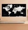 Black White World Map Printed Wall Art