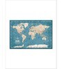 Blue & Beige World Map Painting Wall Art