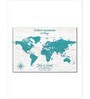Blue & White World Map Printed Wall Art