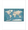 Blue Beige World Map Printed Wall Art
