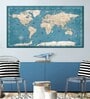 Blue Beige World Map Printed Wall Art