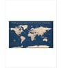 Blue Beige World Map Wall Art
