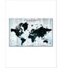 Blue Black World Map Printed Wall Art