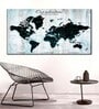 Blue Black World Map Printed Wall Art