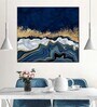 Blue Gold Toned Marble Sea Abstract Framed Wall Painting