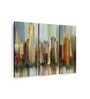 Blue Green Metropolis Painting Wall Art Panels ( Set Of 3)