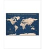 Blue Peach Coloured World Map Printed Wall Art