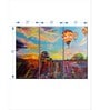 Blue Pink Balloon Skies Abstract Printed Framed Wall Painting ( Set Of 3)