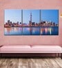 Blue Pink Toronto Skyline Framed Wall Painting ( Set Of 3)