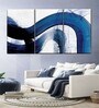 Blue White Abstract Curves Wall Art Panels ( Set Of 3)