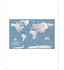 Blue White World Map Painting Wall Art