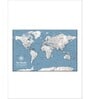 Blue White World Map Wall Art