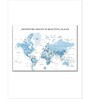 Blue White World Map Wall Art