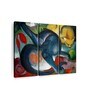 Blue Yellow Abstract Printed Framed Wall Painting ( Set Of 3)