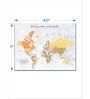 Blue Yellow World Map Wall Art