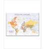 Blue Yellow World Map Wall Art