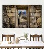 Brown Blue Machu Picchu Doorway Painting Wall Art Panels ( Set Of 3)