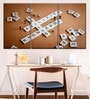 Brown White Crossword Typography Painting Wall Art Panels ( Set Of 3)