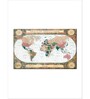 Green & Camel Brown World Map Framed Printed Wall Art