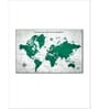 Green & White World Map Painting Wall Art
