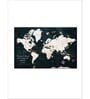 Green & White World Map Painting Wall Art