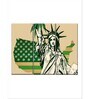 Green Beige US Flag Painting Wall Art Panels ( Set Of 3)