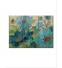 Green Blue Peacock Garden Painting Wall Art Panels ( Set Of 3)