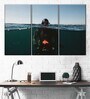 Green Blue Sea Diver Painting Wall Art Panels ( Set Of 3)