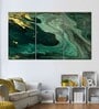 Green Gold Toned Abstract Painting Wall Art Panels ( Set Of 3)