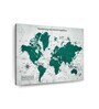 Green Grey World Map Printed Wall Art