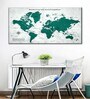 Green Grey World Map Printed Wall Art