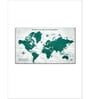 Green Grey World Map Printed Wall Art