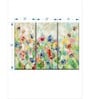 Green Springtime Meadow Flowers Printed Framed Wall Art Panels ( Set Of 3)