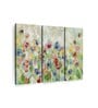 Green Springtime Meadow Flowers Printed Framed Wall Art Panels ( Set Of 3)