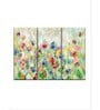 Green Springtime Meadow Flowers Printed Framed Wall Art Panels ( Set Of 3)