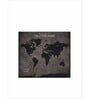 Grey Black World Map Wall Art