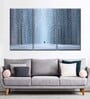 Grey Blue Rainy Stroll Painting Wall Art Panels ( Set Of 3)