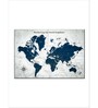Grey Blue World Map Printed Wall Art