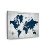 Grey Blue World Map Printed Wall Art