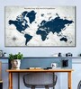 Grey Blue World Map Printed Wall Art