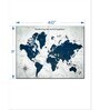 Grey Blue World Map Printed Wall Art