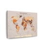 Grey Brown World Map Printed Wall Art
