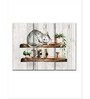 Grey Green Sleepy Cat On Wood Wall Art Panels ( Set Of 3)