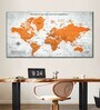 Grey Orange Coloured World Map Printed Wall Art