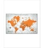 Grey Orange Coloured World Map Printed Wall Art