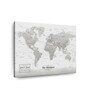Grey White World Map Printed Framed Wall Art