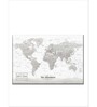 Grey White World Map Printed Framed Wall Art