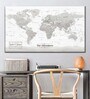 Grey White World Map Printed Framed Wall Art