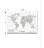 Grey White World Map Printed Framed Wall Art