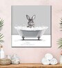 Grey Bathtub Animal Rabbit Painting Wall Art